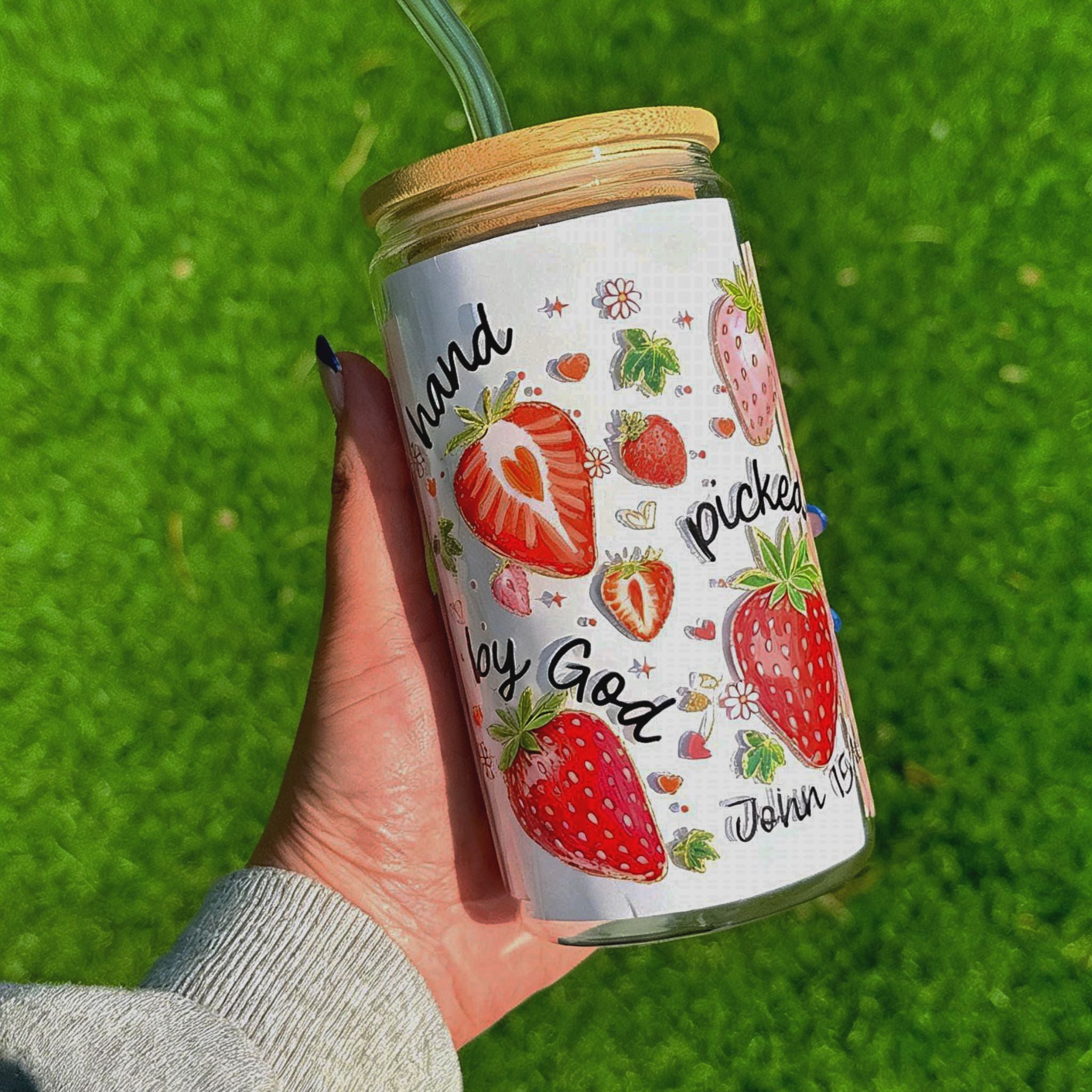 "Hand Picked by God" 16 oz Glass Tumbler