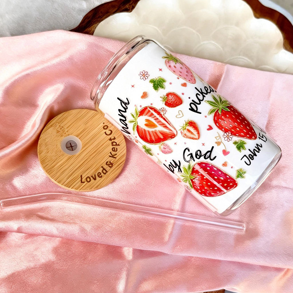 "Hand Picked by God" 16 oz Glass Tumbler
