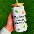 "My Jesus Makes Lemonade" 16 oz Glass Tumbler