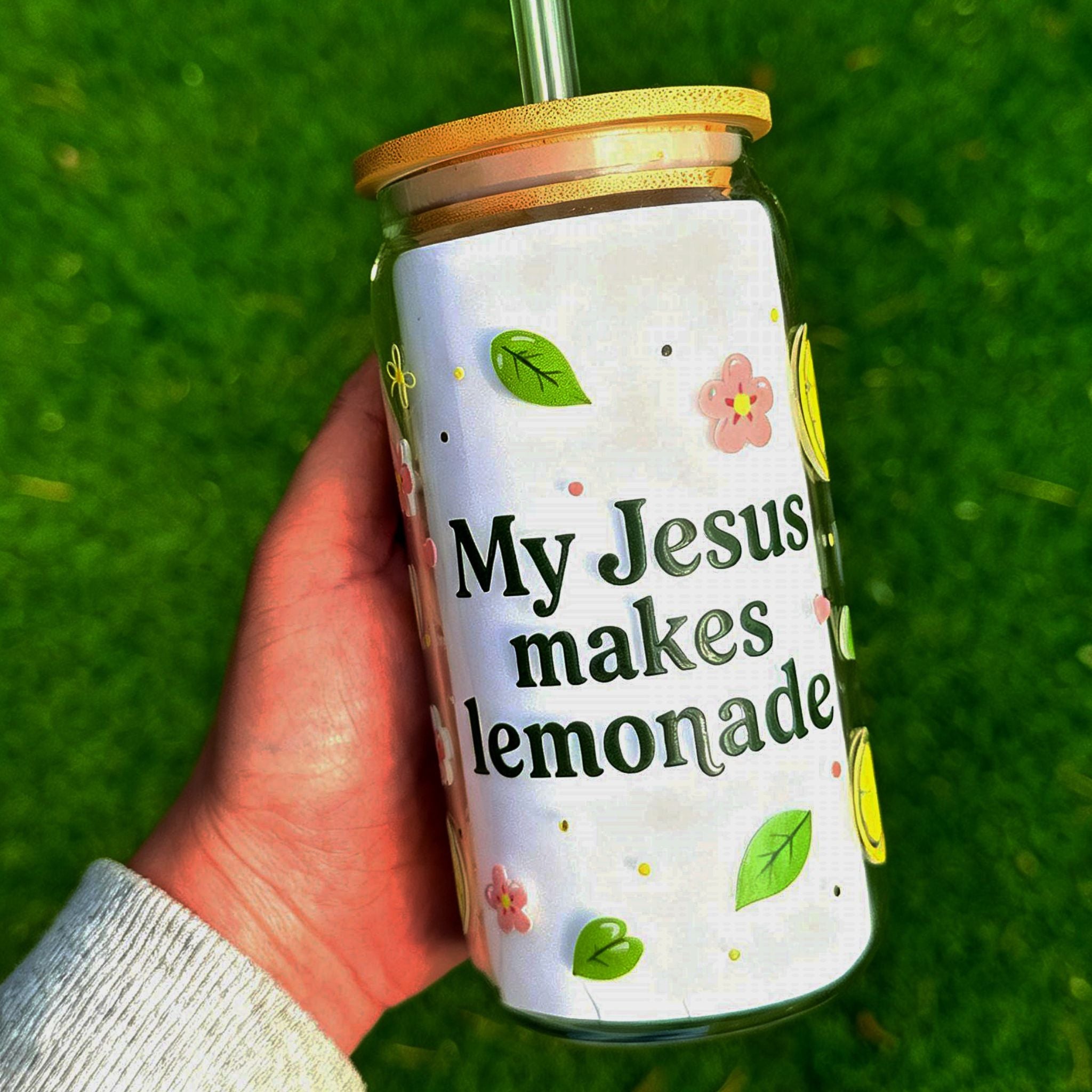 "My Jesus Makes Lemonade" 16 oz Glass Tumbler