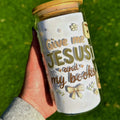 "Give me Jesus and Books" 16 oz Glass Tumbler