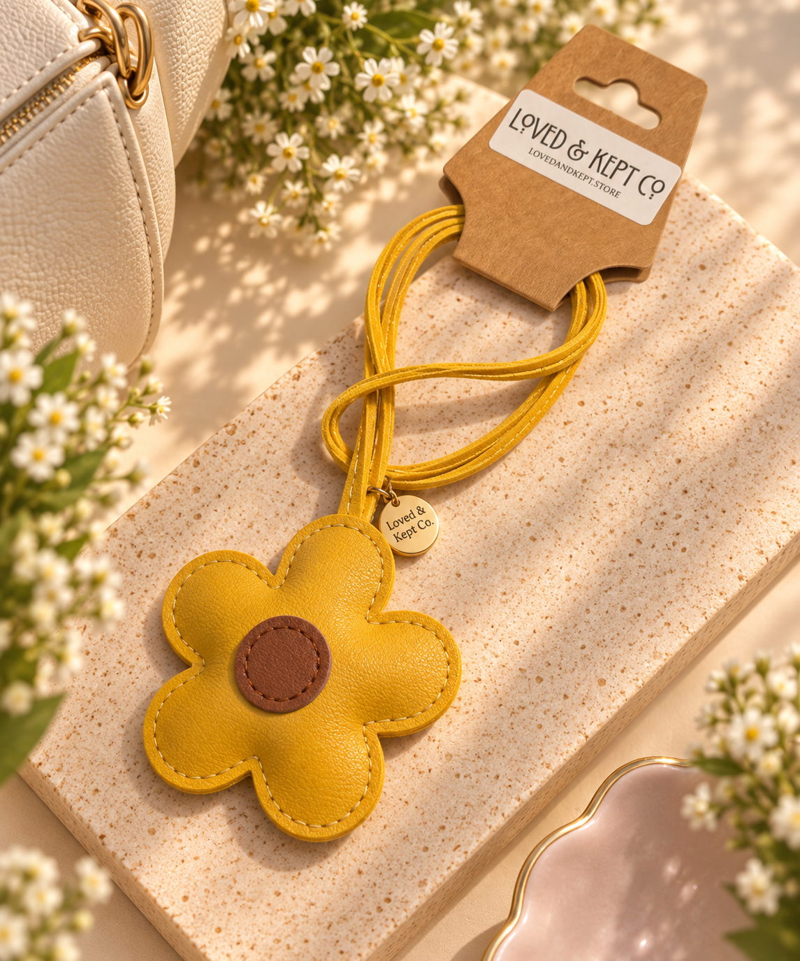 Flower Faux Leather | Bag charm