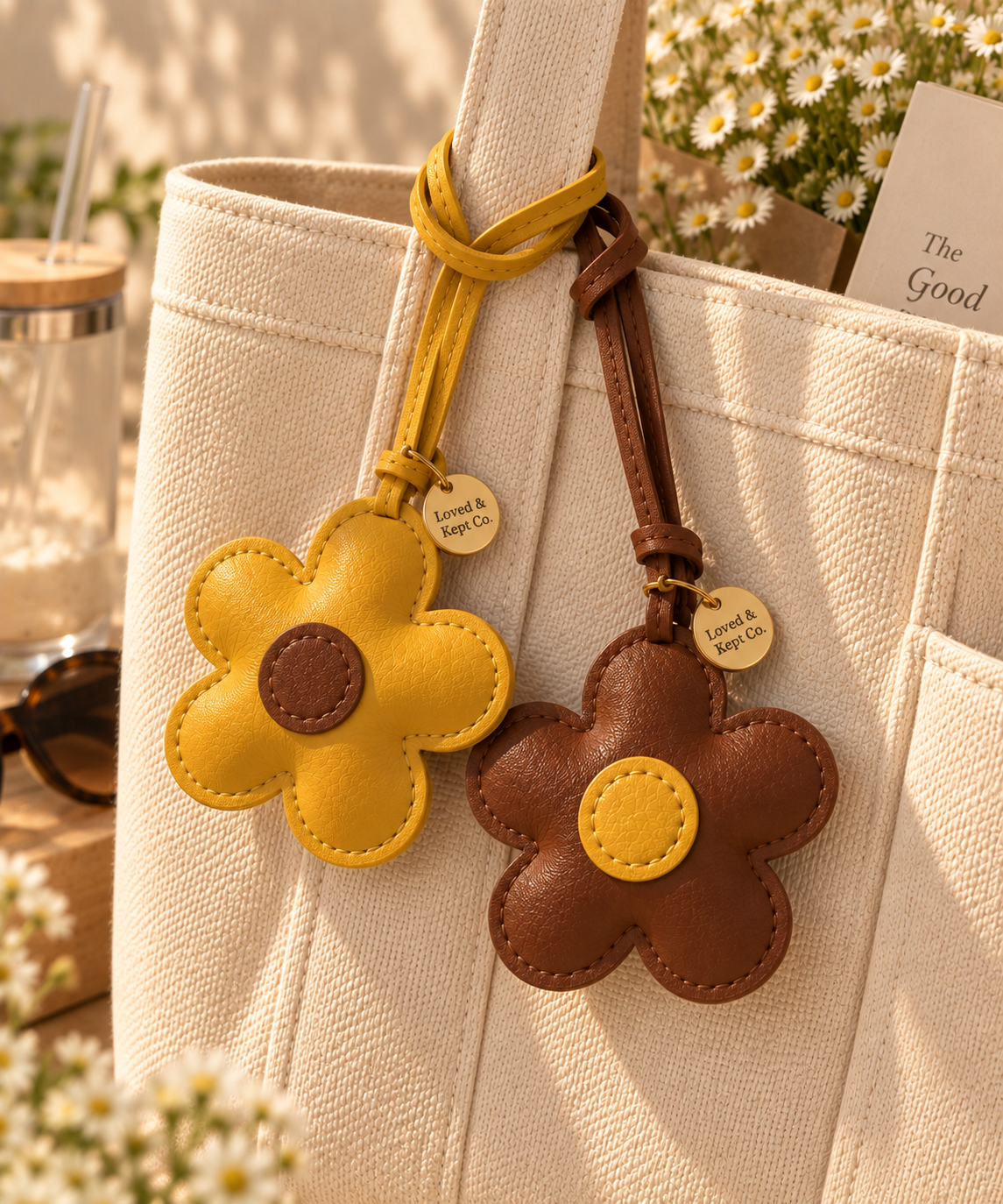 Flower Faux Leather | Bag charm