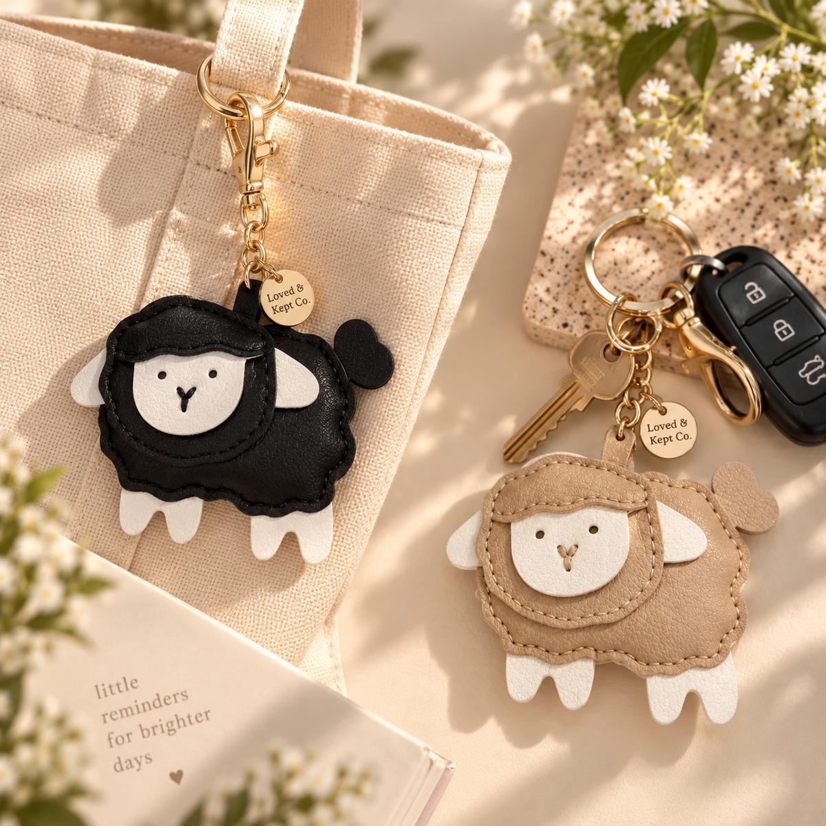 Sheep Faux Leather | Bag charm and Keychain