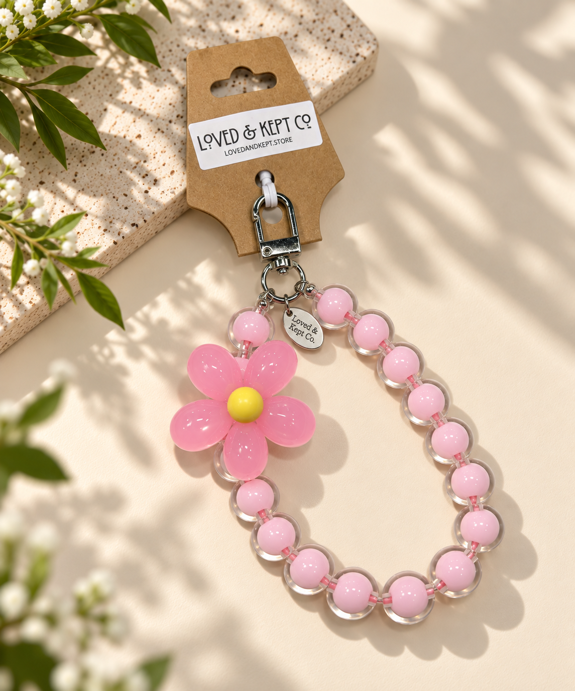 Daisy Beaded Charm Loop | Phone, Bag & Keychain