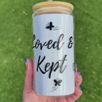 "Loved & Kept" 16 oz Glass Tumbler