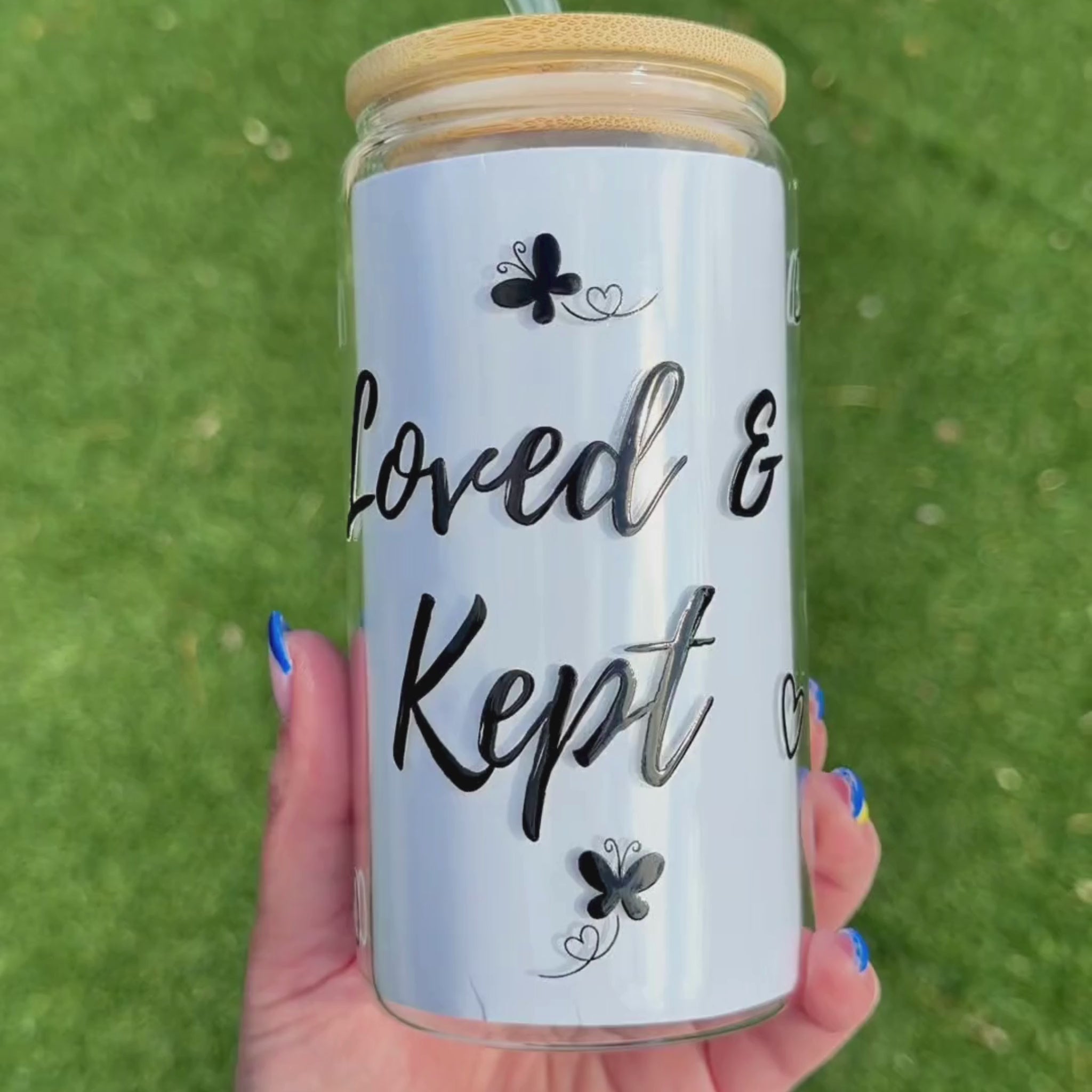 "Loved & Kept" 16 oz Glass Tumbler