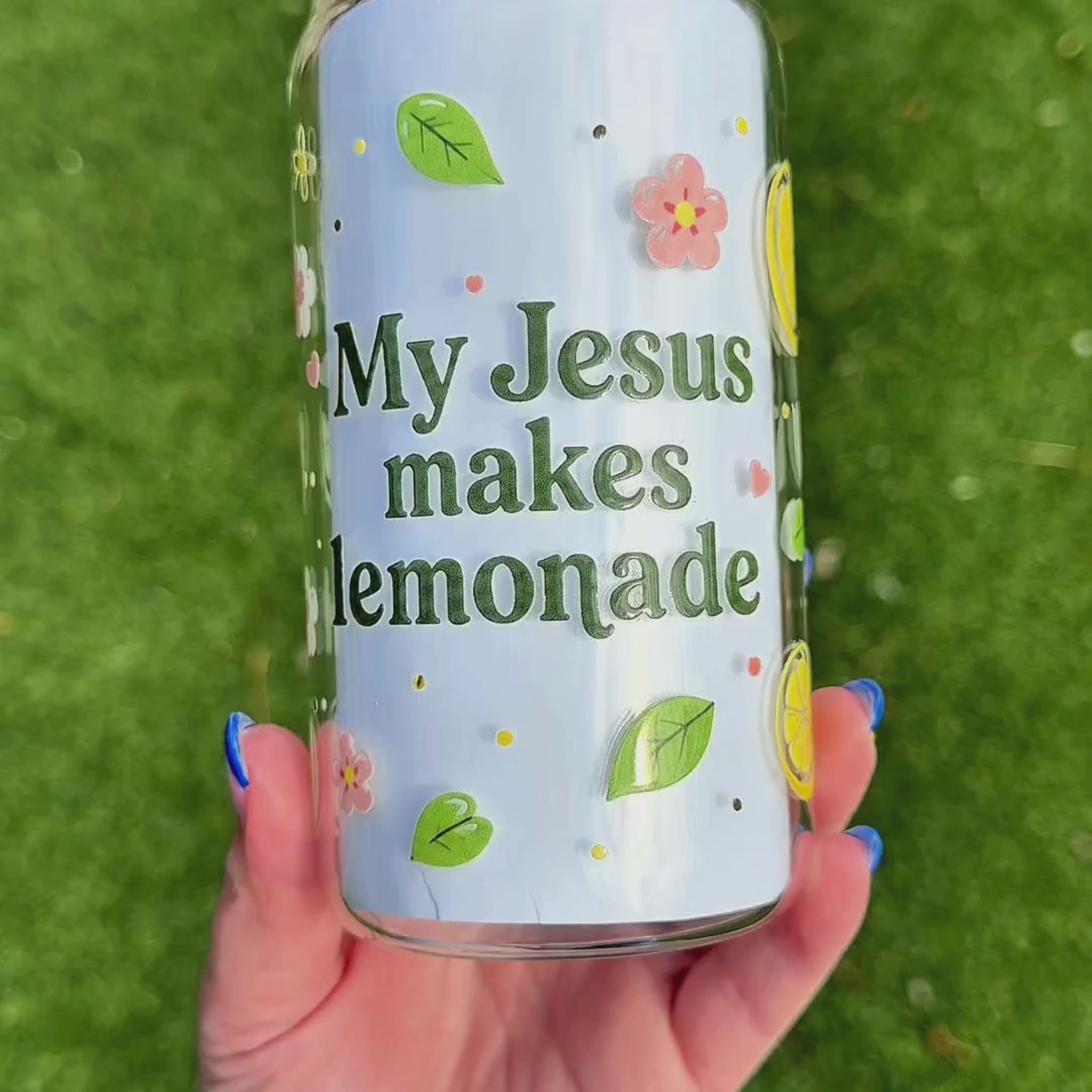 "My Jesus Makes Lemonade" 16 oz Glass Tumbler